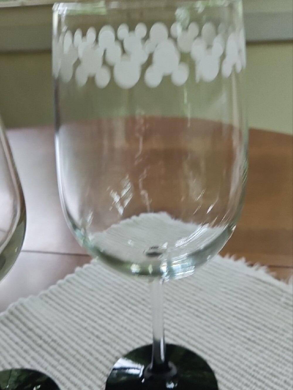 Disney White Mickey Pattern Stem Wine Glasses, Set of 2 - Picture 8 of 8